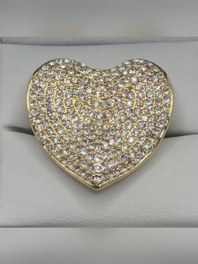 Large Heart Ring With White Crystal And Gold Tone, Size 6, NWOT
